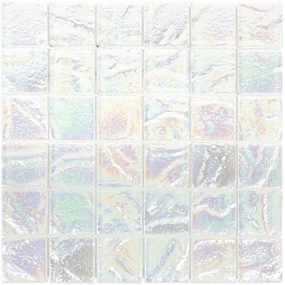 IRIDESCENT WHITE 11x11 - glass tile. AQUEOUS collection by Soho Tiles