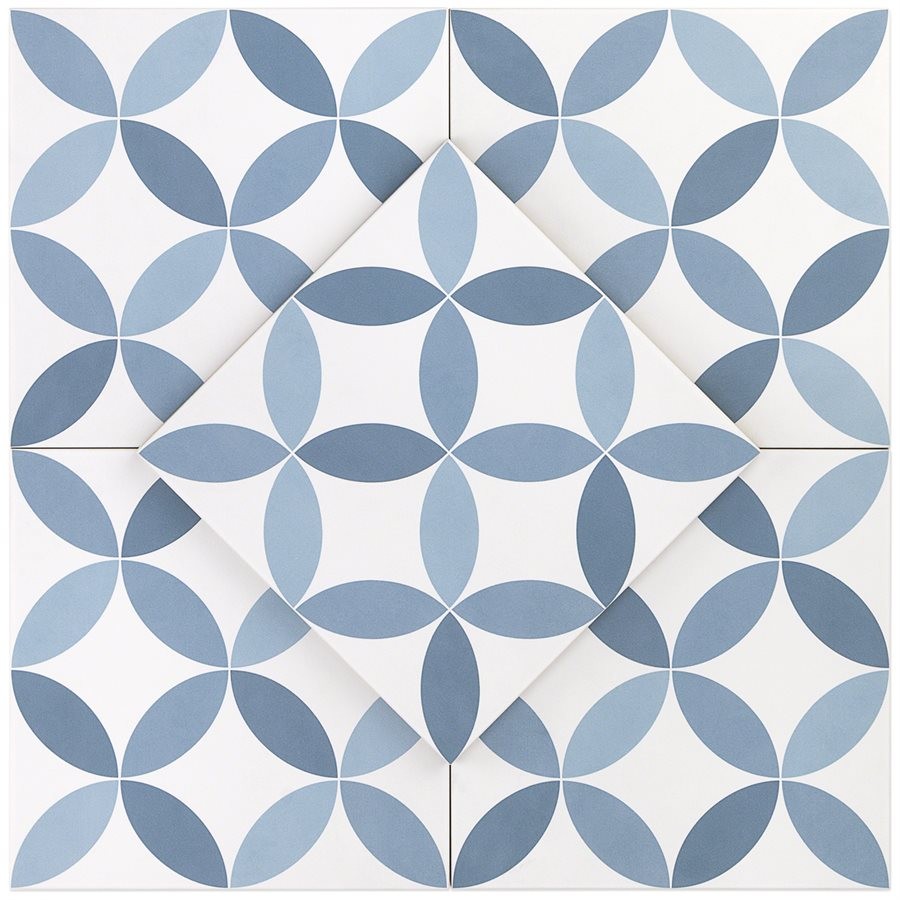 HAMPTON FLOOR DECO STEEL BLUE 8X8 - porcelain tile HAMPTON collection